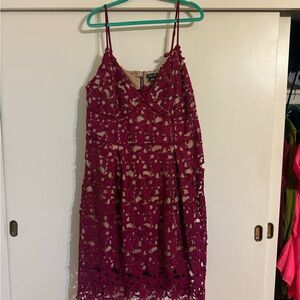 City Chic Burgundy Lace Mini Dress